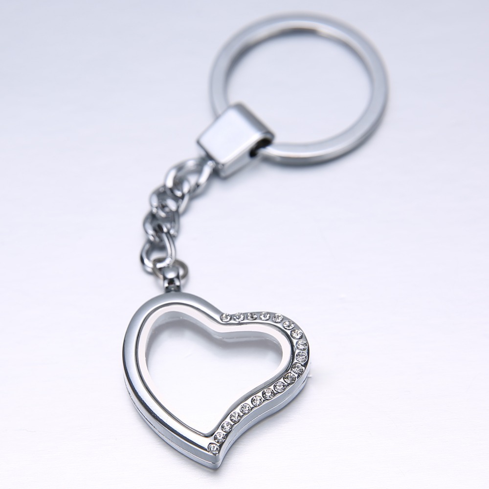 2014 Newest Fit Silver crystal Heart Floating Charms For Glass Lockets Key Chain