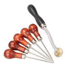 4mm Leather Cloth Overstitch Wheel with 5pcs Awl Pin Sewing Punch Hole Tool Leather Craft Tool BHU2