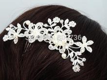 1PC Fashion Girls Womens Crystal Elegant Silver Wedding Bridal Hair Comb Pearl Hair Pin Clip Clothing
