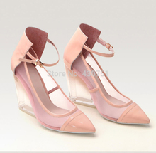 2014 new T station serves high heeled sandals hollow transparent Toe Sandals