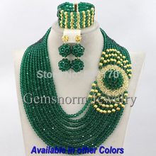 Splendid Nigerian Wedding Beads Jewelry Set African Women Gold Plated Bridal Jewelry Set 2015 New Free