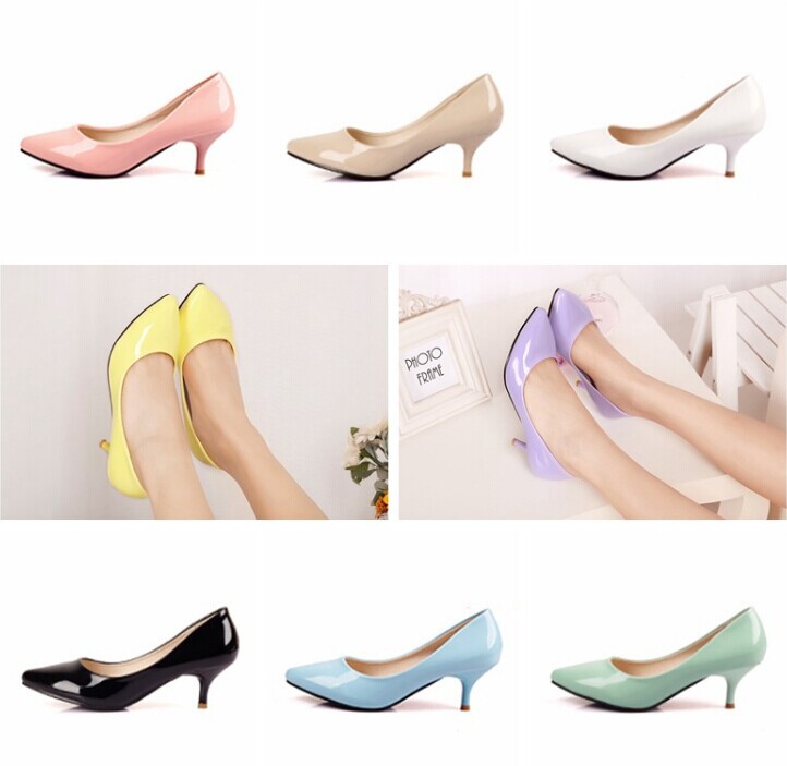 Candy color OL pointed shoes in women s shoes fine with low professional work 5 cm