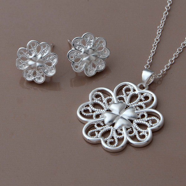wholesale-free-shipping-925-silver-Fashion-jewelry-Necklace-earrings ...
