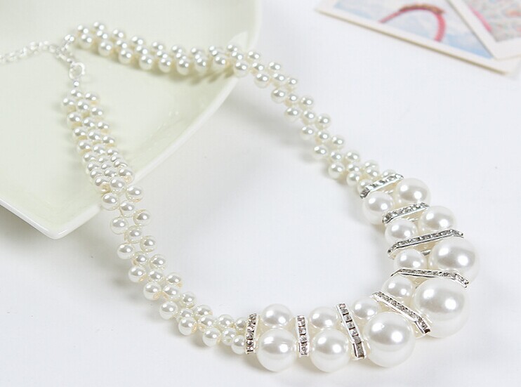 Bib pearl necklace choker korean fashion beaded necklaces for women fine jewelry womens jewellery colar perola