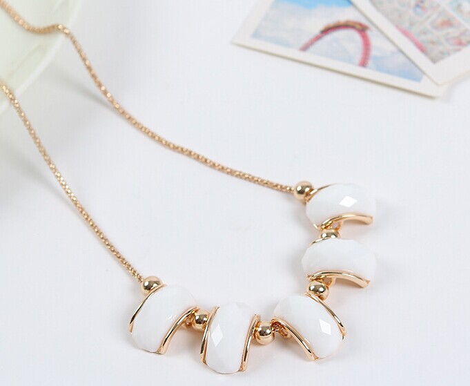 Geometric white cameo gold chain necklace new fashion gypsy boho jewelry women s necklaces with stones