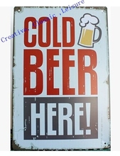 Free shipping Retro Beer Sign Wall Decor Vintage Art Metal Sign Home Bar Pub Man cave ,30x20cm