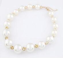Hot sale statement big pearl necklaces pendants for women rhinestone ball set in shining fashion jewelry