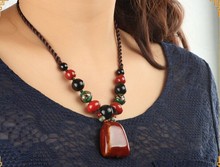Handmade natural stone necklace/tribal retro bohemian tibetan jewelry women/collier/jewellery/bisuteria/bijoux/kolye/gargantilha
