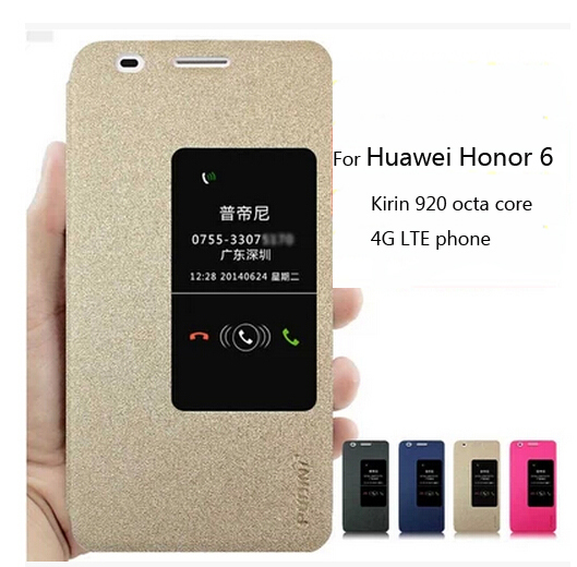 Leather Case for Huawei Honor 6 Kirin 920 octa core 4G LTE phone Stand Cover Window