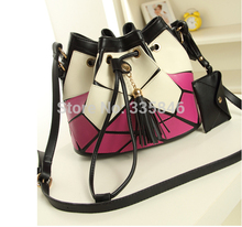 new 2014 Japanese Korean fashion handbag fashion bump bucket bag stitching one shoulder inclined across packagesr