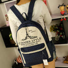 Lace tower 2014 new design canvas women backpack college student school book bag leisure backpack