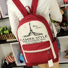 Lace tower 2014 new design canvas women backpack college student school book bag leisure backpack
