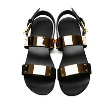 Men’s fashion Sandals 100% genuine leather sequined the same as brand sandals metal piece sandals flat