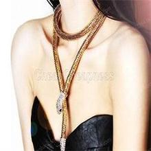 2014 New Fashion Stylish Unique Women Necklaces Silver Gold Rhinestone Snake Chains Necklaces Women Fashion Jewelry