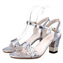 2014 summer new authentic European leg in elegant shoes with rhinestones crude open toed sandals with
