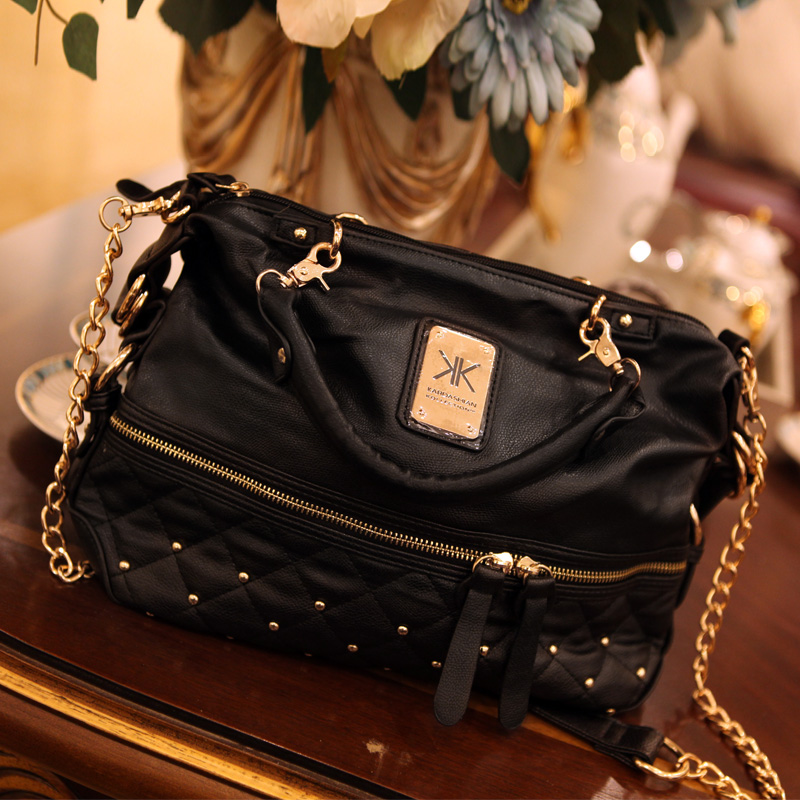2014 new Kardashian Kollection tote bags rivet women leather handbags pu women messenger bags female fashion