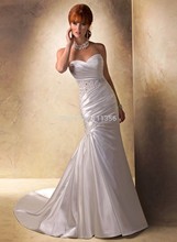 Bridal Mermaid Dresses Sweetheart Satin Ruched Appliques Beaded Wedding Dresses