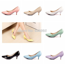New 2014 Patent leather 5CM High heel Shoes Sexy OL Pointed toe Women pumps Neno color