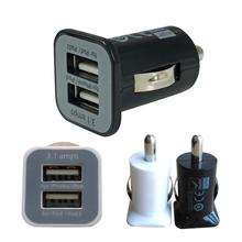 Micro Auto Universal Dual 2 Port USB Car Charger For iPhone iPad iPod 3.1A Mini Car Charger Adapter / Cigar Socket Black FMHM109