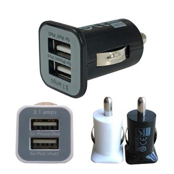 Зарядное устройство мини универсальное USB для прикуривателя 2 порта черный цвет
