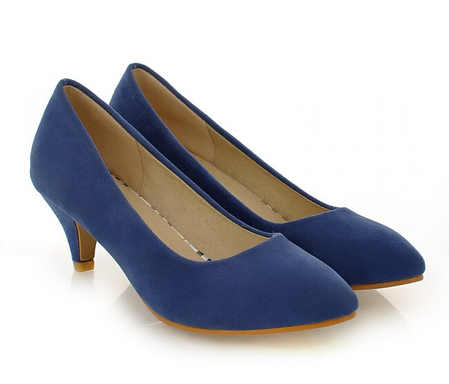 Nubuck leather size 5 9 5 black red blue Women Pointed Toe Pumps New 2014 autumn