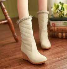 2014 New Style Women High Heel Thick Heel Rivets Wedges Snow Boots Lady Keep Warm Platforms Boots WX115