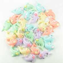 Free Shipping 50 Pcs Mixed Dolphin Resin Cabochon Embellishment Jewelry Making Findings DIY Phone Decoration 29x24mm