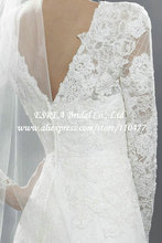 Modest High Neck A Line Vintage Lace Long Sleeve Wedding Dress Muslim Bridal Gown RG1438