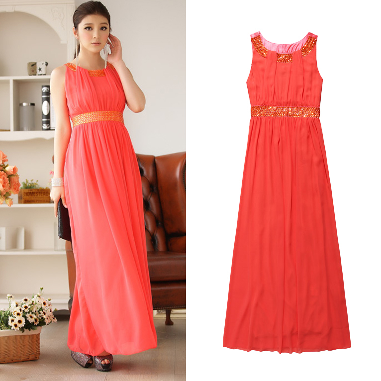 ... Party-Dresses-Gowns-Ankle-Length-Draped-Sleeveless-Chiffon-Dress-Plus