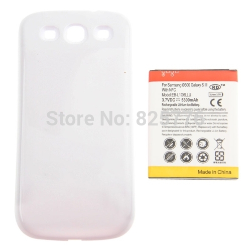 New Arrival 5300mAh NFC Mobile Phone Battery White Cover Back Door for Sumsung Galaxy S III