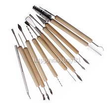 Pack of 11 Clay Pottery Carving Sculpturing Modeling Wooden Handle Tool E5M1