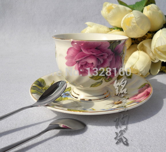 6 piece New High Grade Porcelain Coffee cup 36 bone china tea cup sets European style