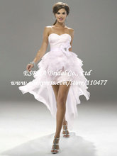 Designer Sequined Ruffles Light Pink Short Front Long Back Prom Dress High Low Sexy Backless JR652