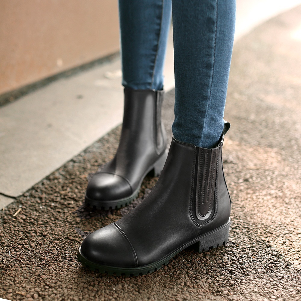 Fashion punk autumn band design female boots knight thick heel short boots pure color motorcycle boots