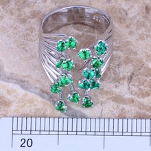 New Hot Sell Green Emerald 925 Sterling Silver Ring For Women Size 5 6 7 8