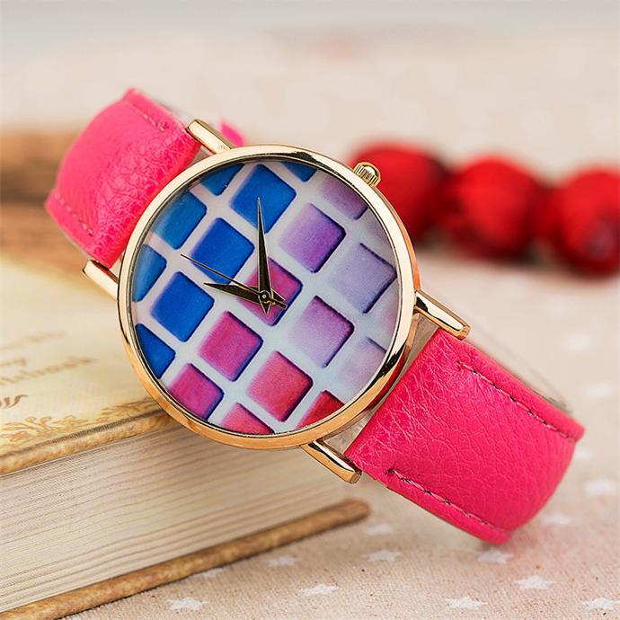 Free shipping Modern fashion grid pattern art quartz watch Trendy casual women dress watches Fashion jewelry