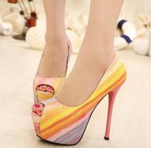 2014 Spring Summer brand New arrive pumps women’s Sexy high-heeled shoes pastel shade thin heel ultra high high-heeled TH95