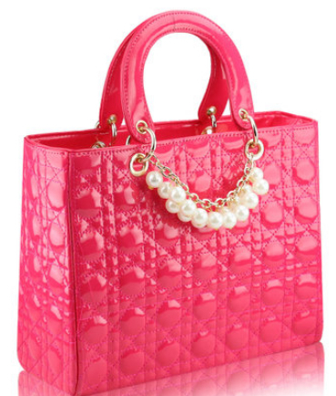 2014 Hot New Style Fashion Women s Handbag charms pearls pendant PU leather Vertical type square