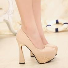 2014 Spring Summer brand New arrive pumps women’s Sexy high-heeled shoes charms flowers chunky heel ultra high high-heeled TH99