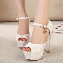 2014 Summer New arrive pumps women’s Sexy high-heeled charms crystals chunky heel ultra high high-heeled shoes sandal TH089