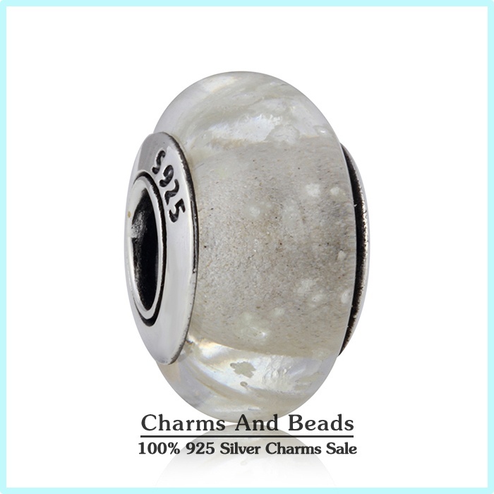 S925 Sterling Silver Snowflakes Murano Glass Beads For Jewelry Making Fits Pandora Style Bracelets Necklaces Pendants