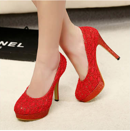 2014 Spring Summer brand New arrive pumps women s Sexy high heeled shoes charm lace glitter