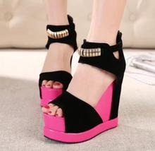2014 Spring Summer brand New arrive pumps women’s Sexy high-heeled shoes charms zipper chunky heel ultra high high-heeled TH162
