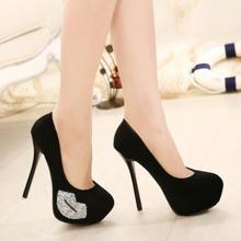2014 Spring Summer New arrive pumps women’s Sexy high-heeled charms crystals lip thin heels ultra high high-heeled shoes TH067