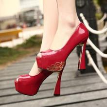 2014 Spring Summer brand New arrive pumps women’s Sexy high-heeled shoes charms flower chunky heel ultra high high-heeled TH103