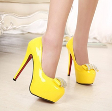 2014 Spring Summer brand New arrive pumps women’s Sexy high-heeled shoes charms crystals thin heel ultra high high-heeled TH119