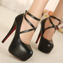 2014 Spring Summer brand New arrive pumps women’s Sexy high-heeled shoes charms belt thin heel ultra high high-heeled TH124