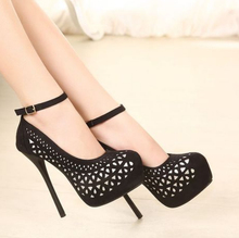 2014 Spring Summer brand New arrive pumps women’s Sexy high-heeled shoes charms cut outs thin ultra high high-heeled TH129