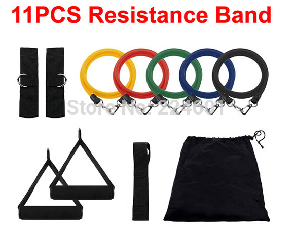 11x Resistance Bands Exercise Kit for Yoga ABS Fitness Pilates Workout Gym Resistance Training Bands Tube