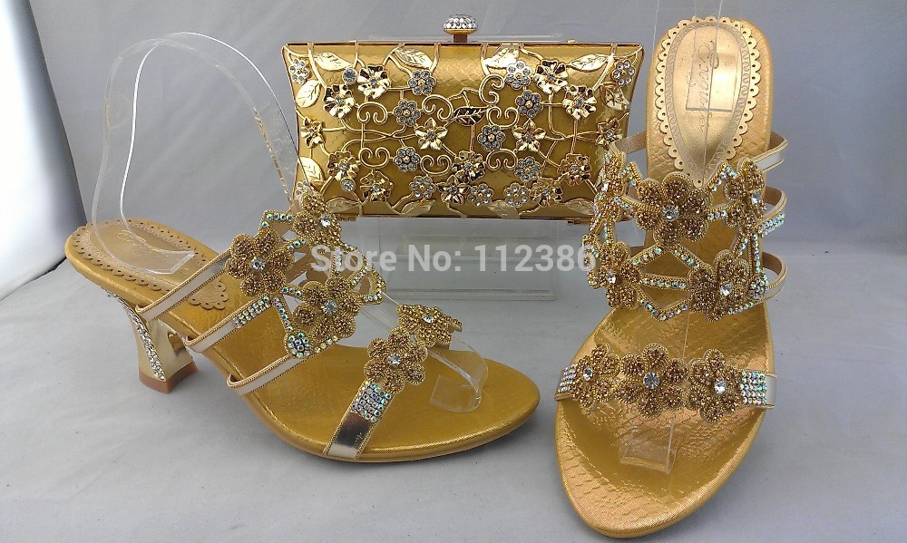 Free Shipping hot sales Italian design shoe and bag matching set for wedding and party with